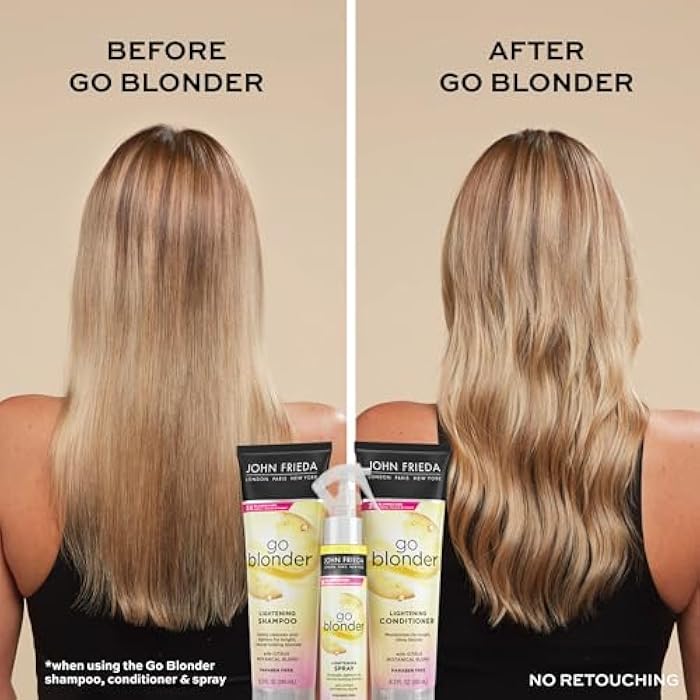 John Frieda Go Blonder Lightening Conditioner, Gradually Lightens Blonde Color, For Natural or Color-Treated Hair, Formulated with Citrus and Chamomile, Paraben Free, 8.3 Oz - Image 4